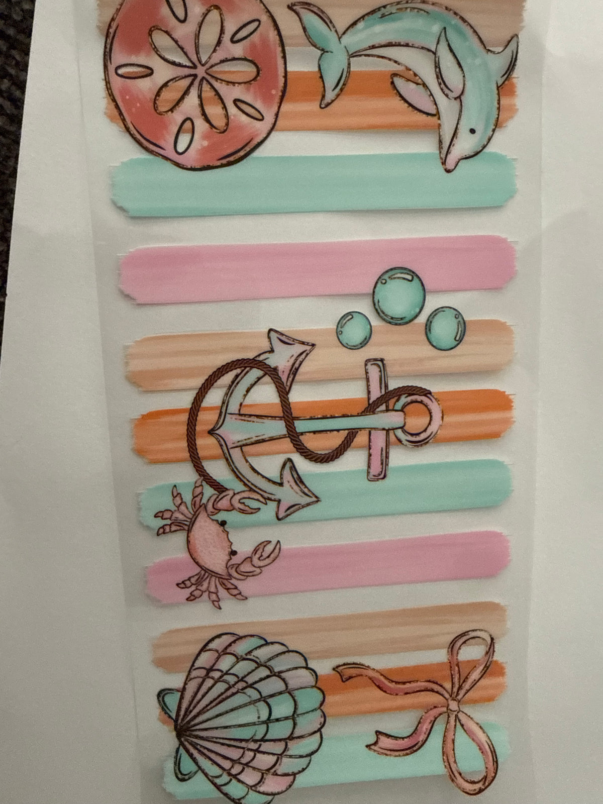 Anchor, turtle & sand dollar