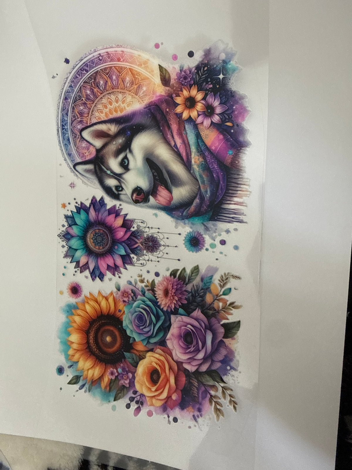 Wolf & sunflowers