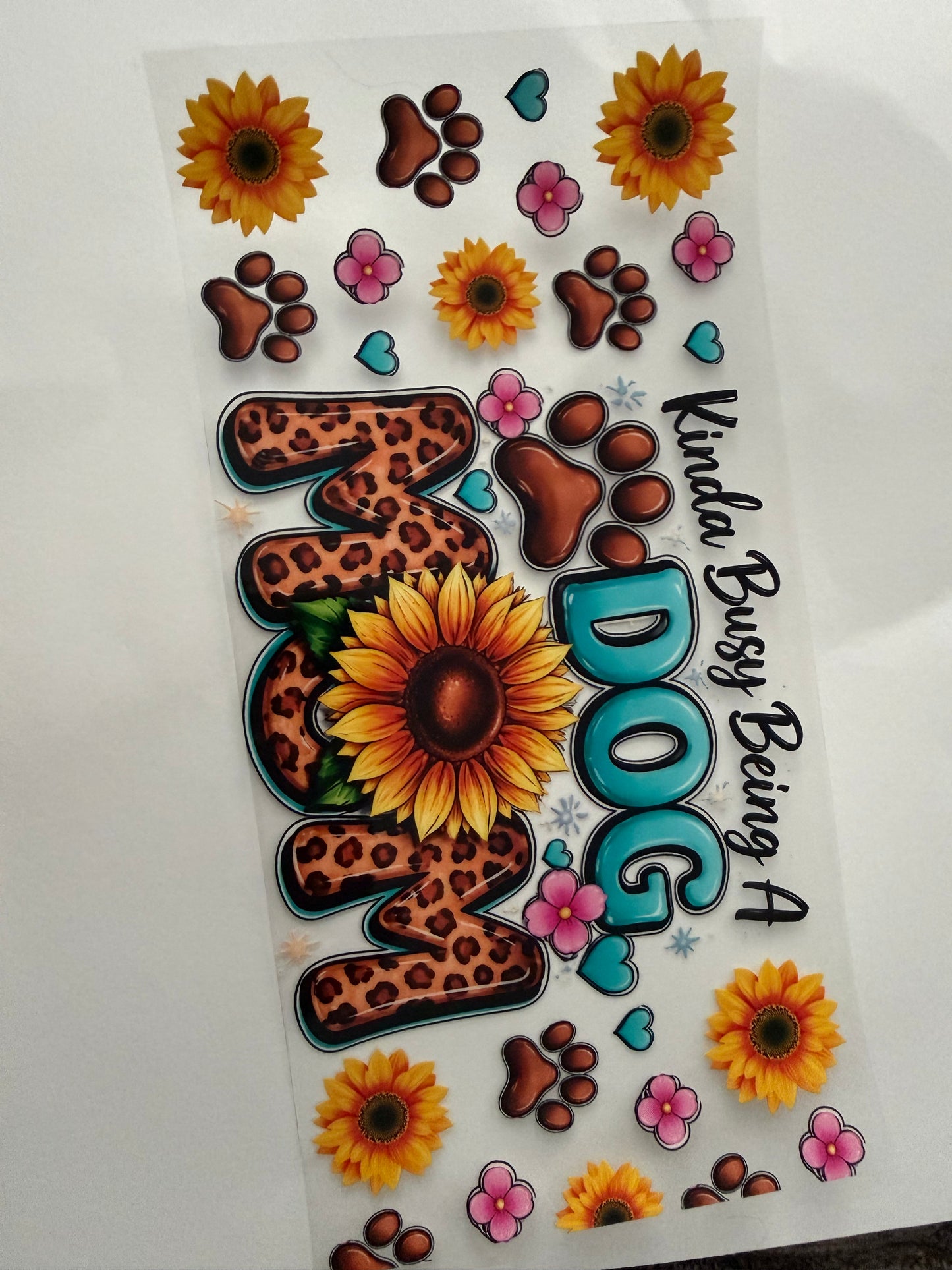 Kinda busy being a dog mom leopard & sunflower