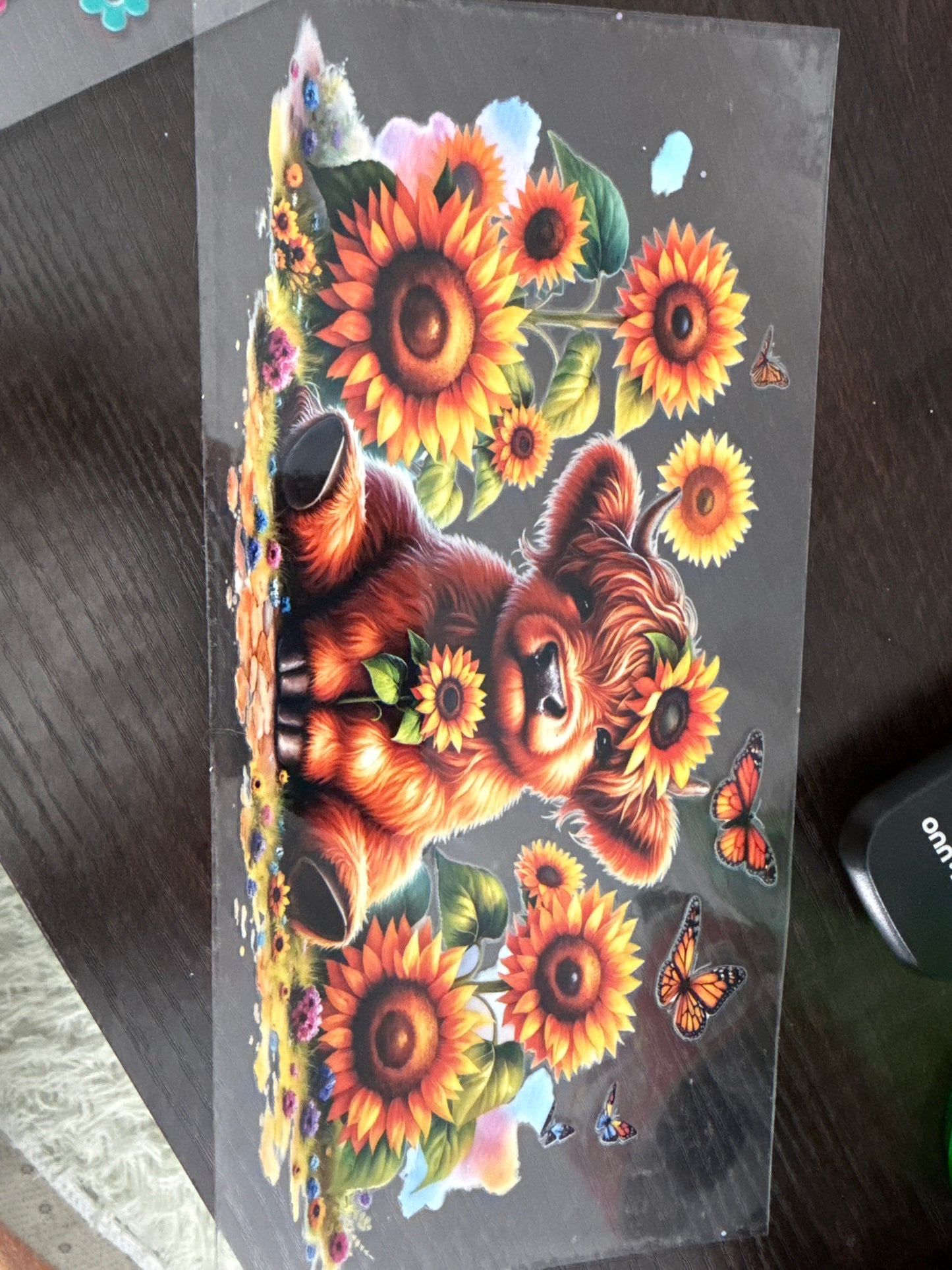 Sunflower highland cow & butterfly