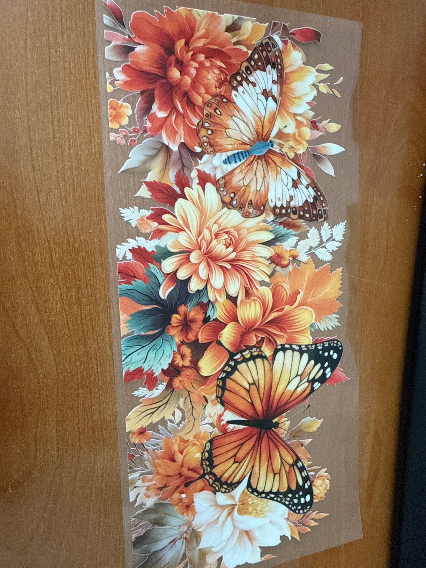 Orange butterflies & flowers