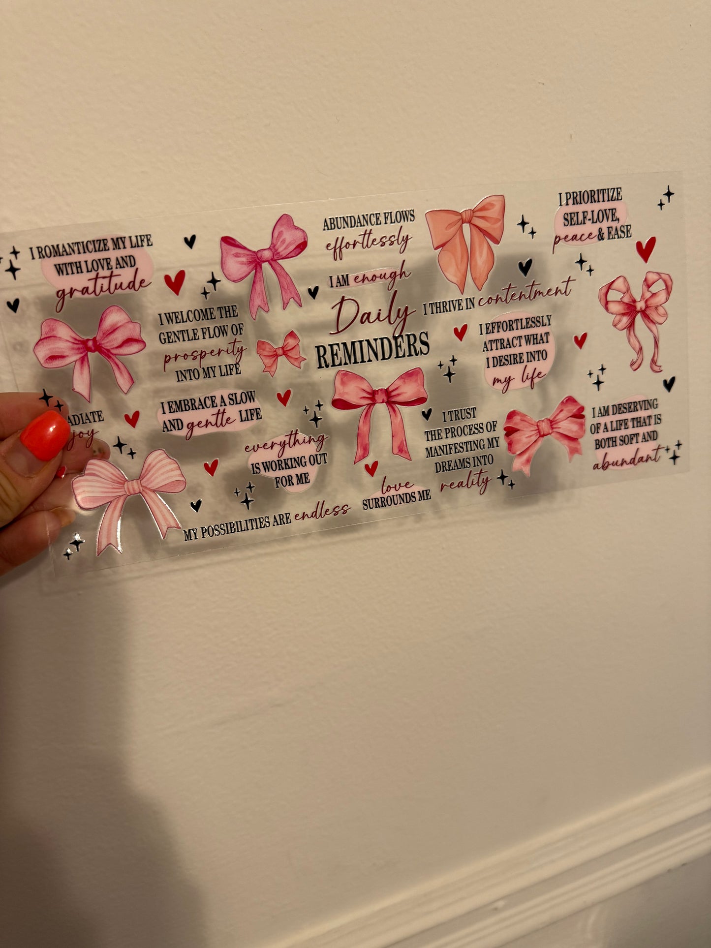 Daily reminders pink bows