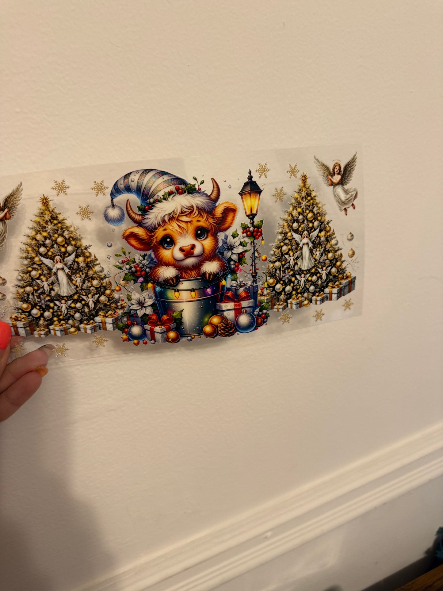 Christmas highland cow & angel
