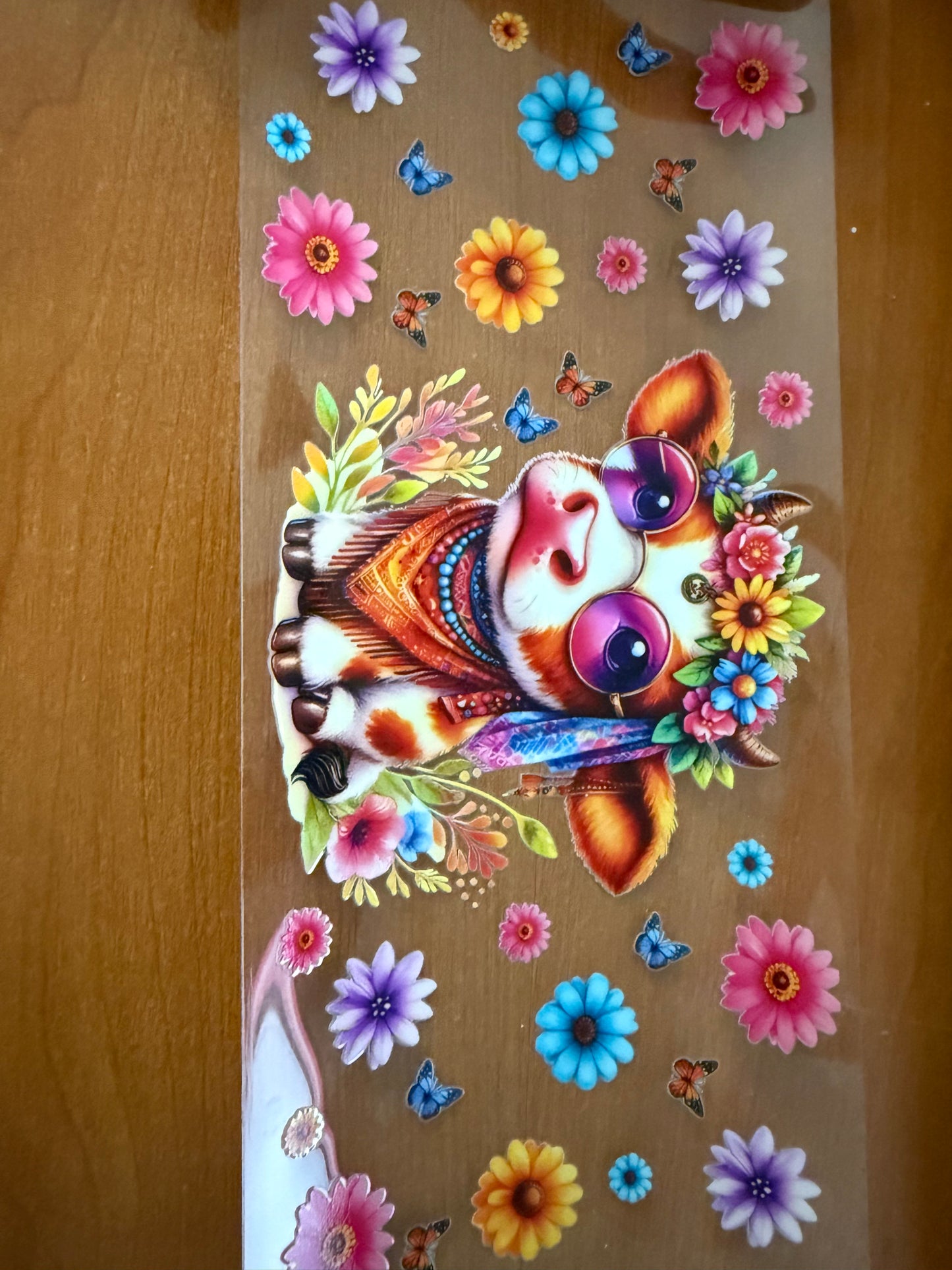 Highland Cow with Flowers