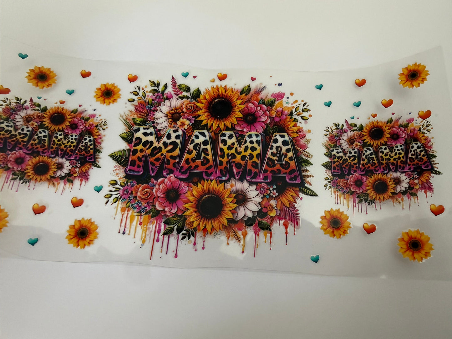 Leopard Mama with sunflowers