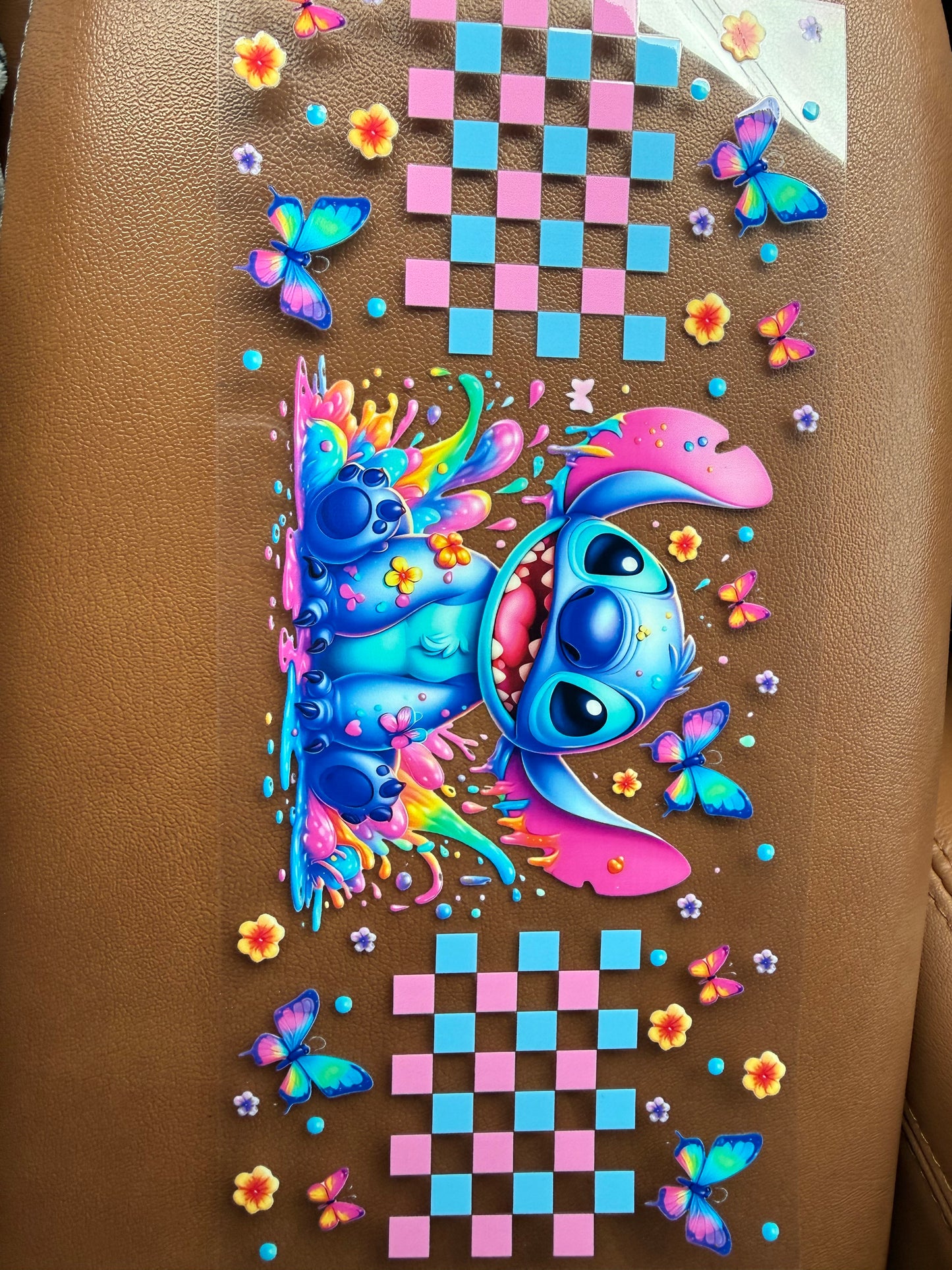 Pink & blue checkered stitch