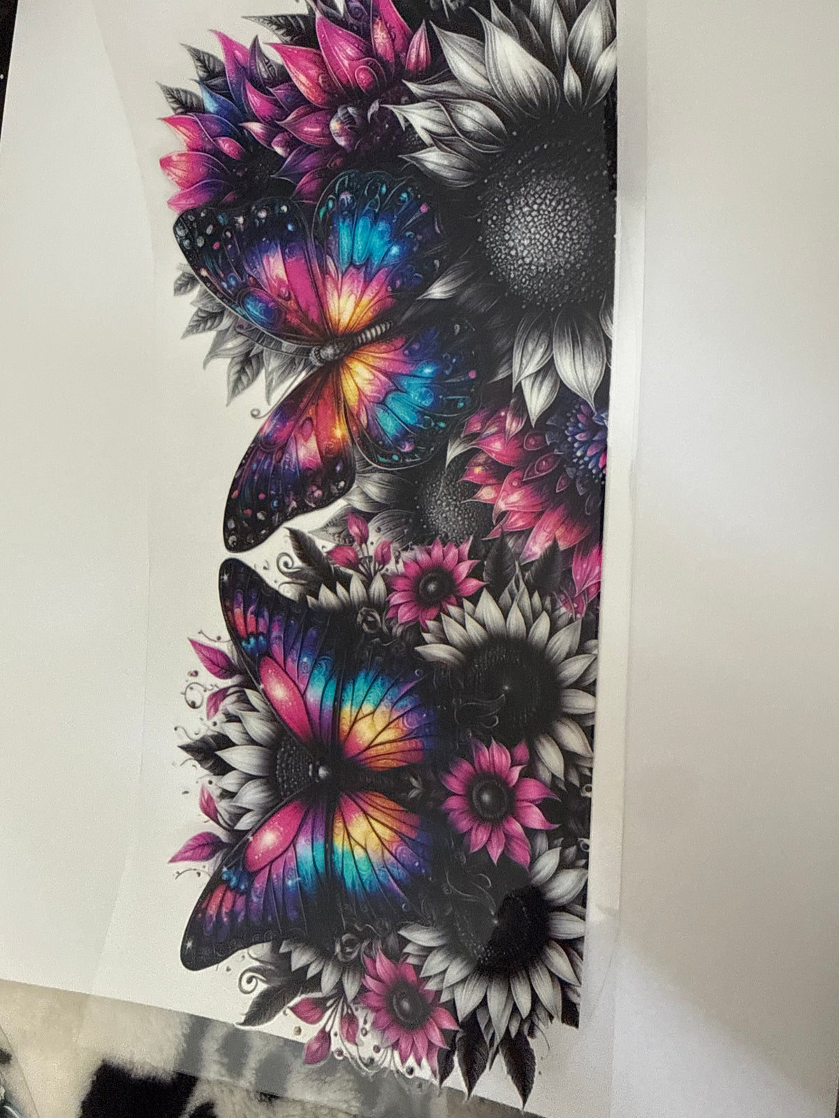 Butterfly and sunflowers