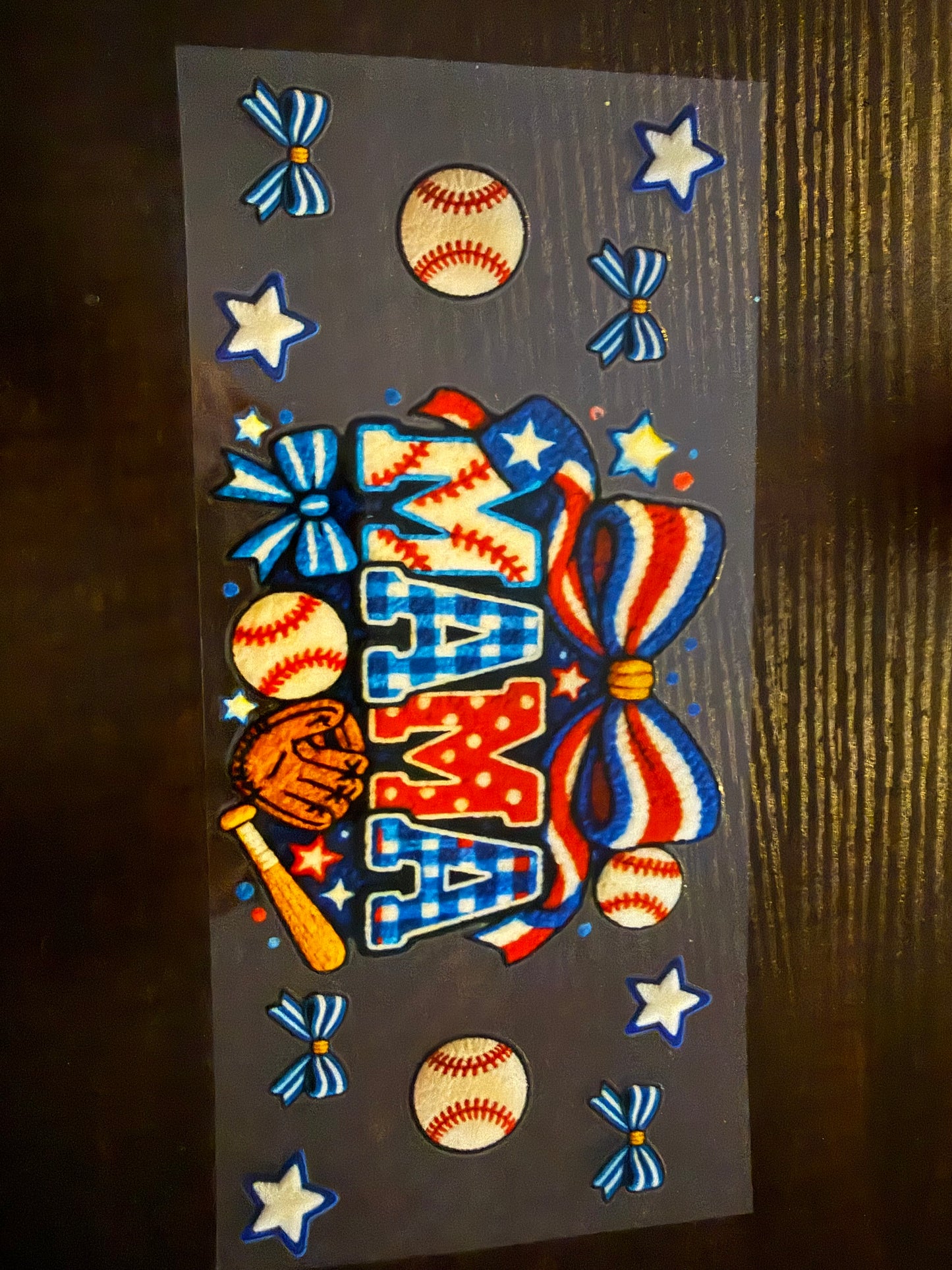 Red white blue baseball mama