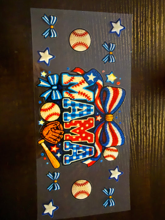 Red white blue baseball mama