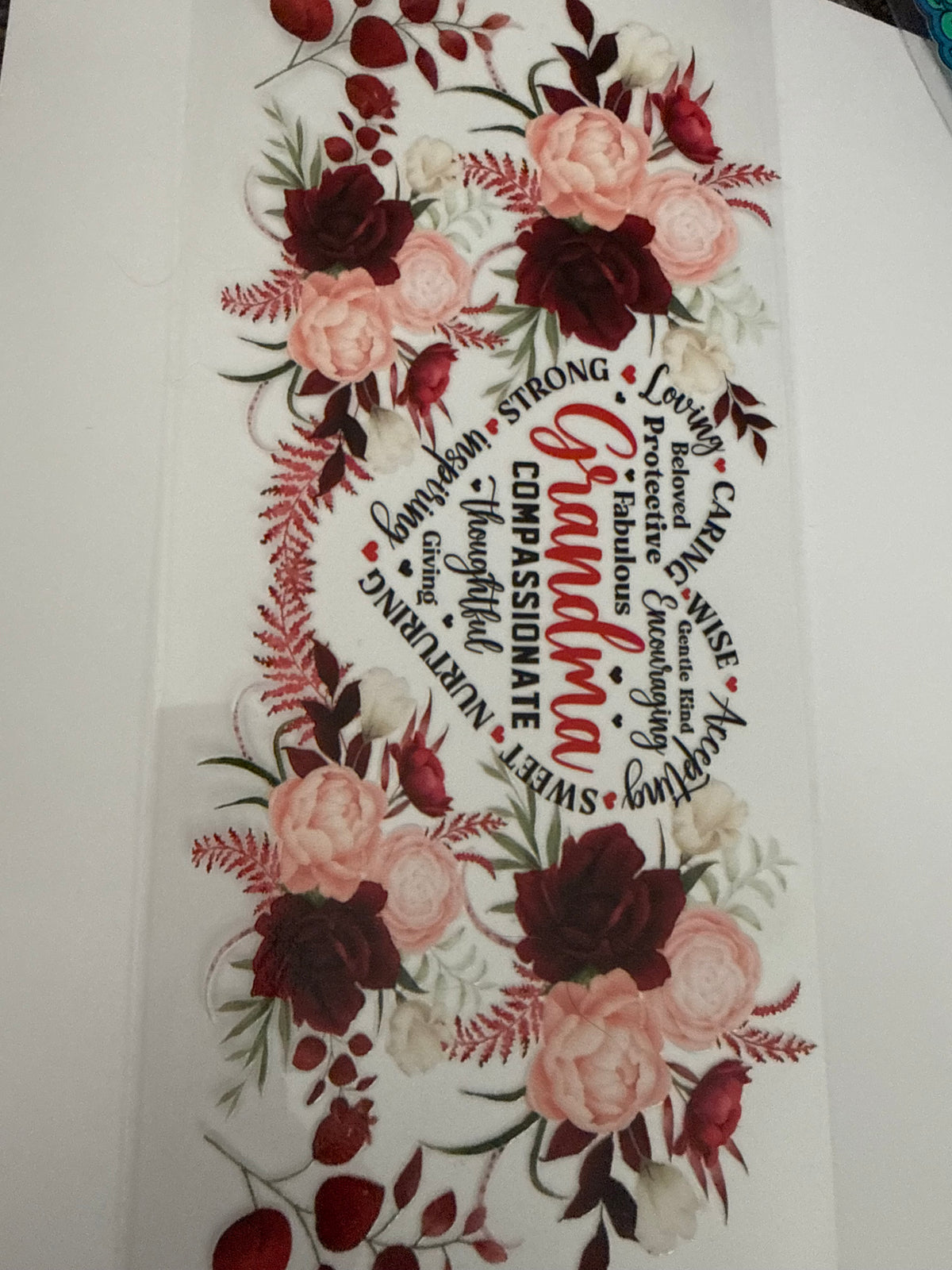 Grandma with flowers and affirmations