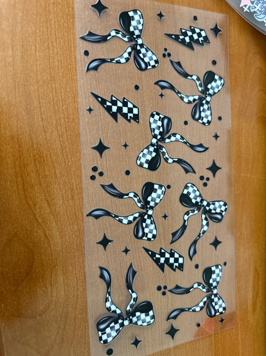 Black and white checkered bows