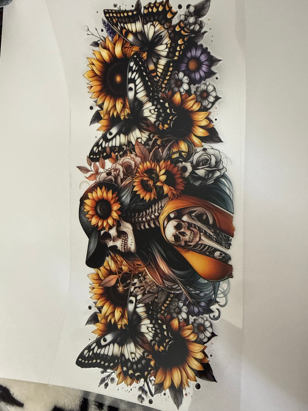 Skull lady with sunflowers