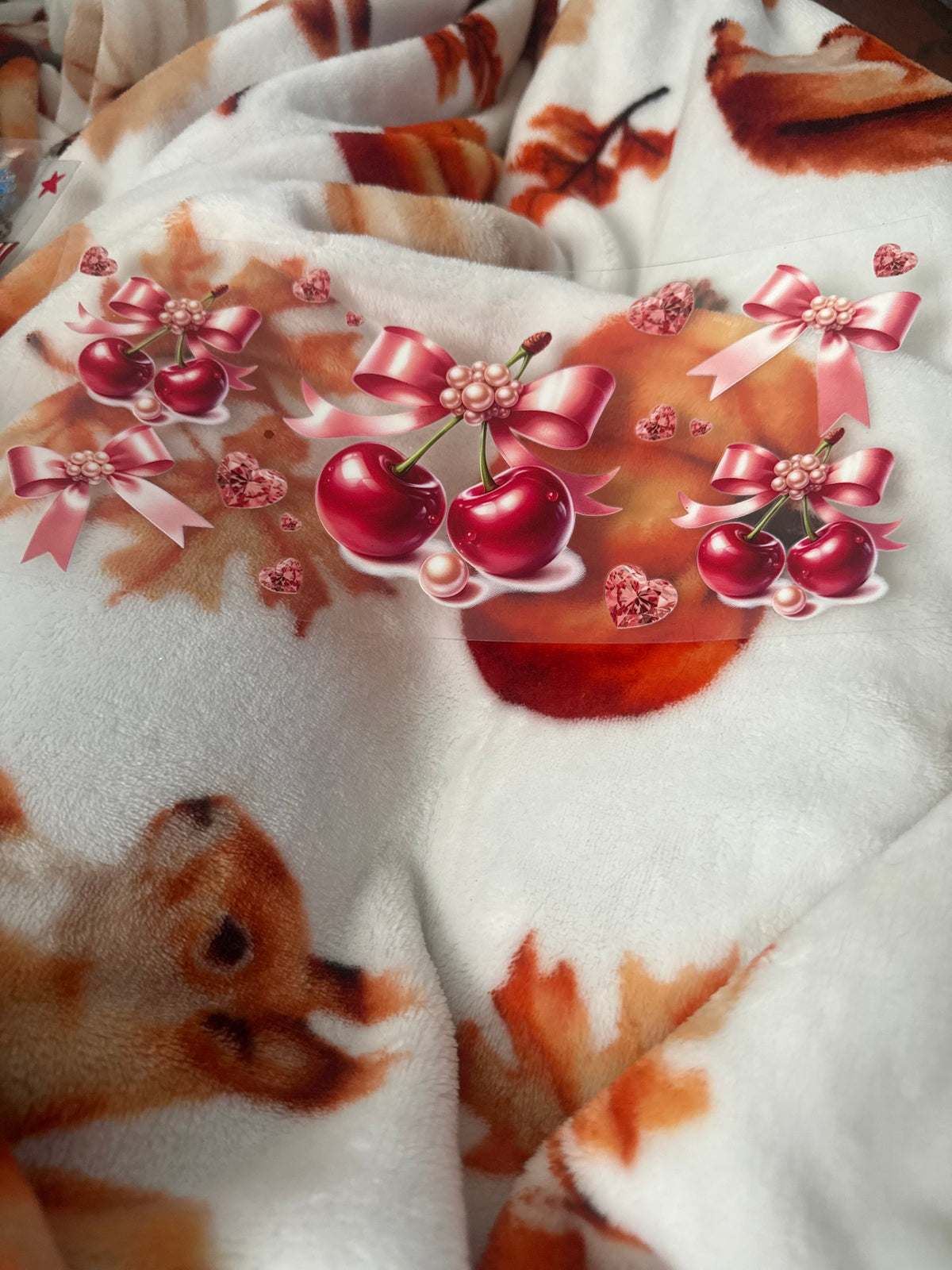 Cherries with pink bows