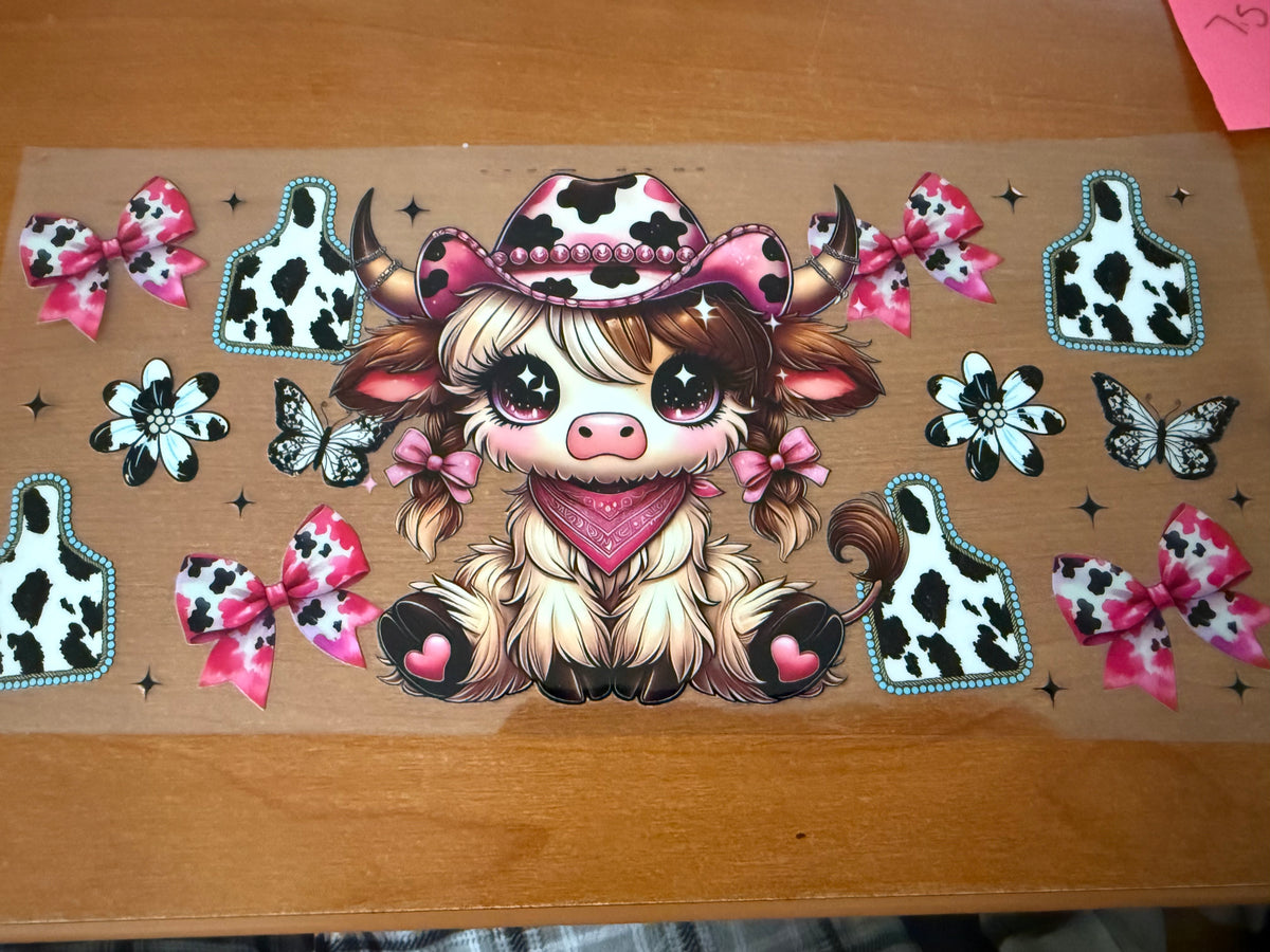Pink Cowgirl Highland Cow