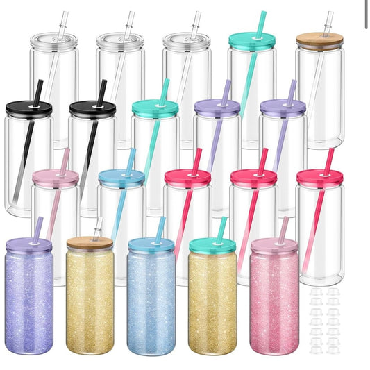 20oz acrylic snow globes with straw