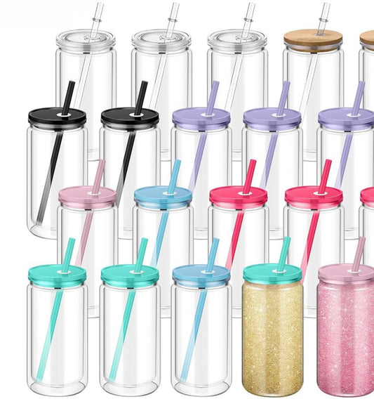 16oz acrylic snow globes with straw