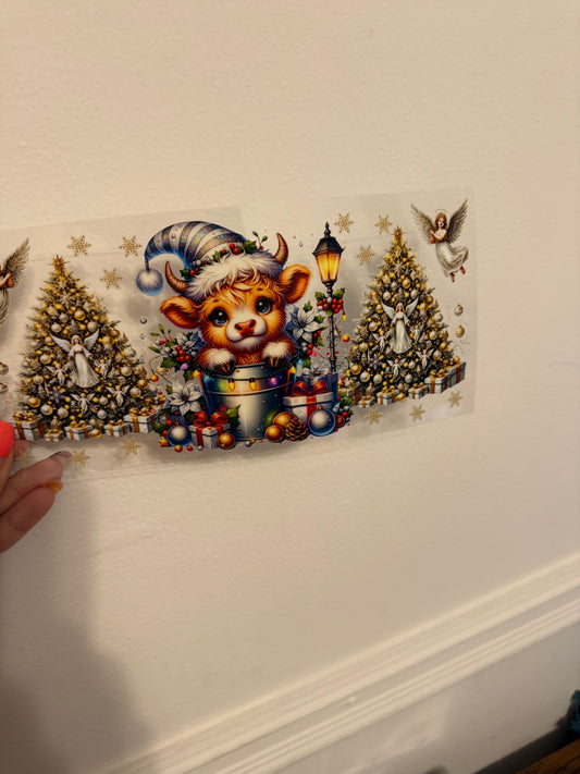 Christmas highland cow & angel
