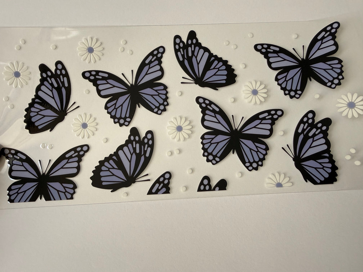 Purple butterflies white flowers