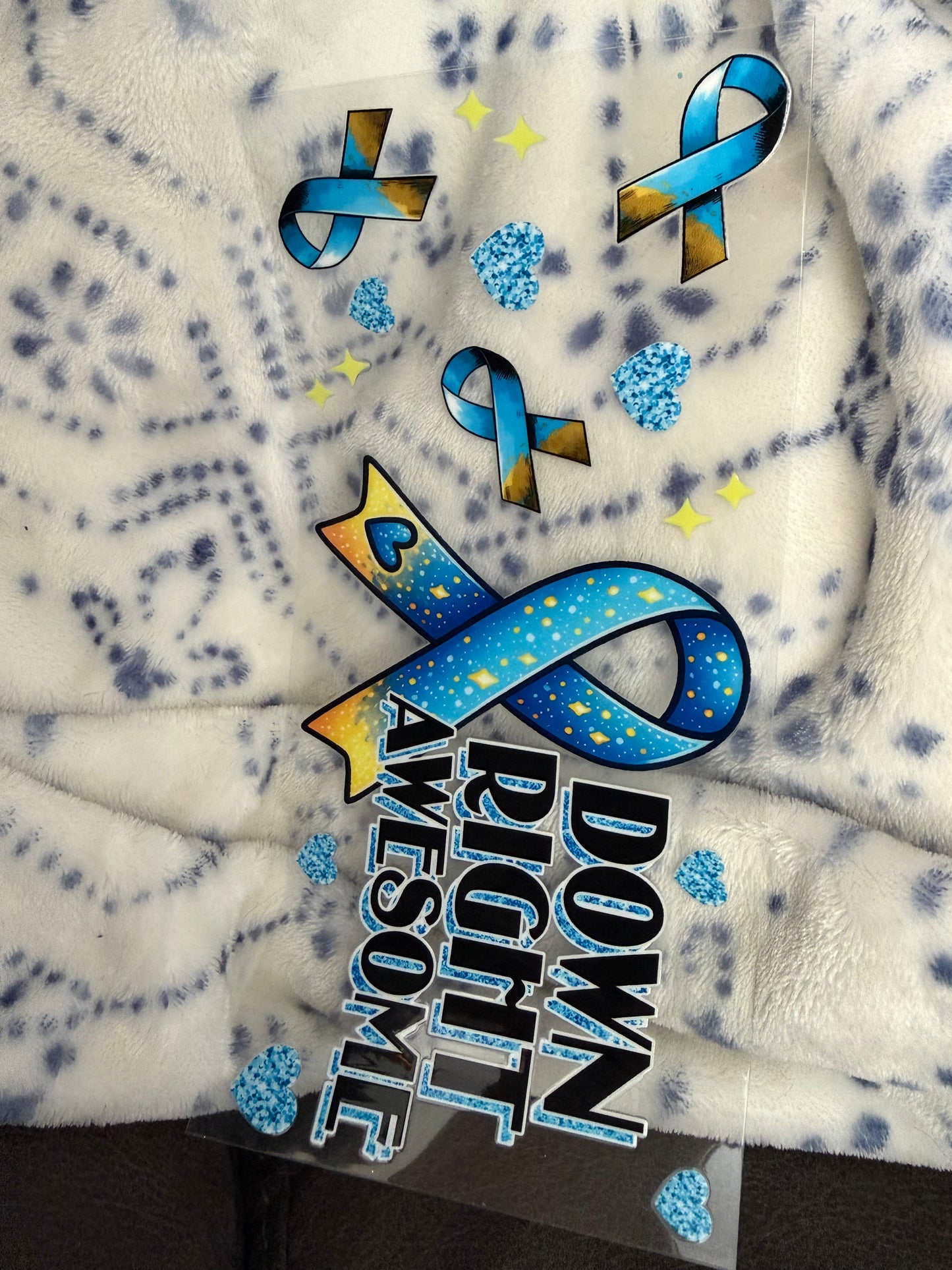 Blue Down Right Awesome Ribbon