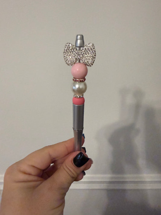 Silver Pen with Rhinestone Bow