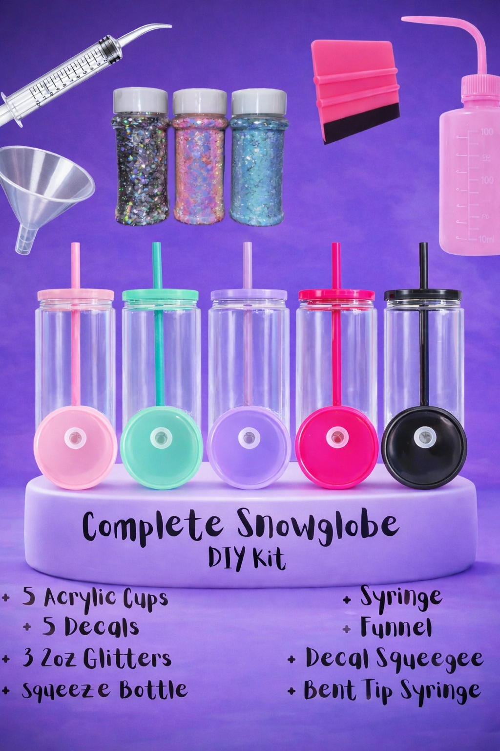 16oz Acrylic Complete Snow-globe Bundle : Make Your Own