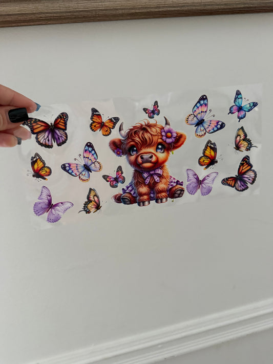 Highland Cow & Butterflies