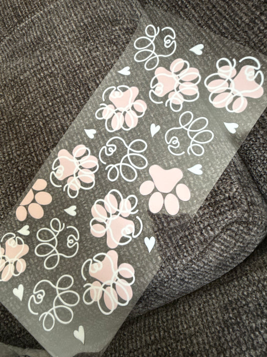 Pink & white paw prints