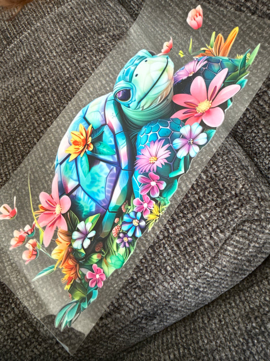 Colorful turtle & flowers